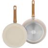 GreenPan Essence Set 2 Padelle 26 cm e 30 cm Antiaderenti in Ceramica Thermolon™ Senza PFAS Anche per Induzione con Manici Effetto Legno (Tortora)