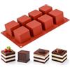 muyulin Stampo quadrato in silicone per la cottura, 8 cavità 3D cubo quadrato cioccolato stampi per biscotti ricoperti cioccolato caramelle gelatina