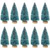 ZYWUOY 10 mini alberi di Natale in sisal, neve e gelo, albero di Natale da scrivania, ornamento invernale da neve da tavolo (13 cm albero di canapa)