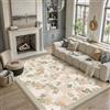 PureCozy Tappeto Salotto Lavabile Floreale a Quadri 200x300cm Moderno Tappeto Da Cucina Salotto Camera Da Letto Tappetino Antiscivolo Pelo Corto Morbido Beige Verde Carpet