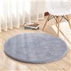 YAOTT Tappeto Shaggy Rotondo Tappeti Soggiorno a Pelo Lungo Antiscivolo Lavabili Moderni Fluffy Tinta Unita Tappeto per Salotto, Tavolino Salotto, Camera da Letto Blu grigio Diametro 160CM