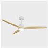 Sulion - Ventilatore da soffitto con luce LED - Motore DC silenzioso - per esterni IP44 e interni- Telecomando - Timer - Modalità Estate/Inverno - 3 pale (Bianco Legno Chiaro, Grande)