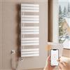 S'AFIELINA Scaldasalviette elettrico bagno WiFi 1320×500 mm (A×L), termoarredo elettrico bagno con termostato, programmabile e display LCD, 400 W, scaldasalviette a basso consumo, bianco