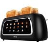 Olvy Tostapane 4 Fette con Display LCD e Timer a Conto alla Rovescia - Fessure Extra Larghe per Pane Spesso - 6 Livelli di Doratura, Scongela e Riscalda - 1500W - Nero