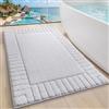 LUMI Tappetino Bagno Morbido Antiscivolo, Tappeto Bagno in Microfibra Super Assorbente, Lavabile in Lavatrice, Asciugatura Rapida, Tappeto Doccia Soffice per Vasca e Bagno, Bianco, 60x110 cm