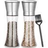 Huifoo Macina Sale e Pepe manuale Set di 2 pezzi, Macinapepe in Vetro e Acciaio Inox, Macina Pepe, Macinasale, Smerigliatrice Ceramica Finezza Regolabile, strumento ideale per la cucina di casa, Pepper Mills