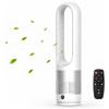 XOQUAI Ventilatore a torre senza pale, silenzioso, display LED e telecomando, 8 livelli di velocità, funzione timer, oscillazione di 80°, per camera da letto, soggiorno e ufficio, 14 x 56 cm (argento)