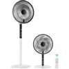 Rintea Ventilatore a Piantana, 22W, 9 Velocità Ventilatore Silenzioso con Telecomando,Oscillazione 90°, 4 Modalità, Flusso d'Aria Potente, Altezza Regolabile, Ideale per Casa e Ufficio