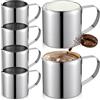 BAIFULAI 6 bricco per latte in acciaio inox, 90 ml, in acciaio inox, per latte e caffè, cappuccino, macchiato