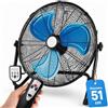 BAKAJI Ventilatore da Terra con Pale da 51 cm e Telecomando per Controllo a Distanza, Meccanismo Silenzioso e Inclinazione Regolabile, Struttura Resistente in Ferro, Ideale per Esterno e Interno