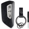 LbsAMP Custodia Chiave Auto 3 Tasti Compatibile con VW Golf 8 GTI ID3 ID4 Cupra Formentor Cupra Leon Skoda Enyaq Cover Guscio Chiave Auto Custodia Protettiva per Chiavi con Portachiavi - Nero+Argento
