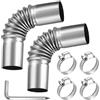 HXSYKJDM 2 connettori angolari per tubo di scarico in acciaio inox, 24 mm, per riscaldamento auto, tubo di scarico del gas, per auto, in acciaio inox, con 4 clip in acciaio inox per generatore di corrente