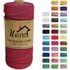 Uiopa Macrame Corda 2mm x 200m, Filo di Cotone 3 Strand Twisted, Filo Macrame Spago Colorato per Artigianato Fai da Te Piante da Appendere Acchiappasogni