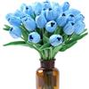 Wekuw 15 Pezzi Tulipani Finti Fiori Artificiali Realistici per Bouquet 33cm Tulipani Finti in Lattice,Tulipano per Fai da Te,Bouquet da Sposa,Hotel,Festa,Decorazioni per La Casa (Lago Blu)