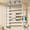 SHUGUANG Scaldasalviette Elettrico Bagno Bianco, Portasciugamani Elettrico con Barre Girevoli 180°, 66x55cm 350W Scaldasalviette Elettrico con Ripiano, Temperatura Regolabile 30-70℃, Temporizzazione 0-9 ore