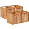 SOCOHOME - Scatola portaoggetti cubica, 28x28x28 cm, cesto portaoggetti in finto rattan per giocattoli, vestiti, mensola, armadio per cameretta, impermeabile, antimuffa (beige, confezione da 4)