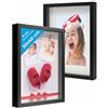 PHOTOLINI 3D cornici 30x40 cm nero, cornice profonda con vetro e passe-partout, set di 2 cornici per oggetti fino a 3 cm di profondità, legno MDF - perfetta per il fai da te e come regalo
