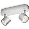 Philips LED Faretti Star, 2 Punti Luce Orientabili, 5W, Base Tonda, Grigio