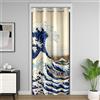 Homemissing Tenda per porta onda giapponese, 86 x 203 cm, divisore per camera per bambini, ragazzi e ragazze, decorazione onde del mare, blu navy