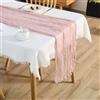 YSAOAKA Runner da Tavolo Boho Garza da Formaggio Rosa Polveroso, 90 x 180 cm, Rosa Runner da Tavolo in Chiffon, per Matrimonio Addio al Nubilato Baby Shower Decorazioni Feste di Compleanno