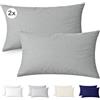Ôhm Federe 40x70 cm Set da 2 100% Cotone Jersey Antracite | Adatte a cuscini standard, guanciali e cuscini decorativi; delicate sulla pelle sensibile e pronte da regalare in set da 2.