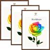 MG Design Set da 3 cornici portafoto 70 x 100 cm - Cornici in legno Marrone con vetri acrilici infrangibili, verticale e orizzontale con fissaggio a parete rinforzato