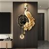 QIUHTR Orologio da Parete Decorativo 3D a Forma di Pavone con Luce LED,Orologio da Parete Creativo di Lusso per Ingresso,per Soggiorno,Camera da Letto e Sala da Pranzo(Gold A,40 * 84cm)
