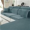 CYCMACO Velluto Copriseduta Divano Elasticizzato, Universale Copricuscini Divano Antiscivolo, Copridivano Cuscini Separati, Soft Sofa Seat Cover Lavabili(2 Posti, Grigio Blu)