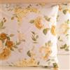 RICAMI FIORENTINI BALDI Completo letto "Fiori" cotone 100% Lenzuolo sopra tinta unita con balza fantasia + sotto angoli + federa a sacco. Prodotto toscano. (singolo standard, giallo)
