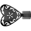GIRASOLE HOME® Terminale Cuore per Asta da Tenda dal Diametro di 18-20 mm 2 Pezzi in Ferro (Nichel Nero)