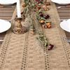 Dremisland Juta Tessuto Runner da Tavolo Moderno Lavabili Juta Rotolo Modelli di Pizzo Intrecciato Traforato Bohémien Centrino Rettangolare per Matrimoni Casa Cucina Tavolo da Pranzo Feste, 30x92cm