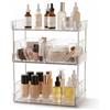JessLab Organizer Trucco Trasparente, Contenitore da Toeletta a 3 Livelli con Cassetti Rimovibili, Grande Porta Cosmetici per Bottiglie Alte, Profumo, Rossetto, Piano del Bagno