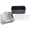 Fackelmann Doppia grattugia rettangolare con contenitore, 18 x 10 x 8 cm, Sybaris, (colore: grigio e argento), quantità: 1 pezzo