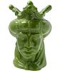 MONTEMAGGI Testa di Moro in Ceramica in Stile Siciliano Dipinto a Mano Monocromatico, Vaso per piante da Interno, Soprammobile di design, Stile Italiano, Re Verde, 16x17x23,5 cm