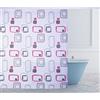 BGF Tenda doccia 180 x 200 cm Eva, impermeabile, anti-muffa, lavabile, con 12 anelli, per bagno, vasca da bagno Bubble rosso/nero.