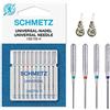 SCHMETZ Aghi per macchina da cucire, universali (normali) assortiti, misure 70/10, 80/12, 90/14 e 100/16, confezione da 10 con 2 infila-aghi