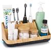 PARKMANI Portaspazzolino per bagno, organizer per spazzolino elettrico e dentifricio, 7 scomparti, organizer per il piano di lavoro del bagno, accessori da bagno per famiglia, bambini (venature del