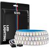 SEZO WS2815 striscia di luce LED (aggiornata WS2812B) 1M 144LED/m Dream Color indirizzabile individualmente RGB 5050SMD Dual Signal WS2813 LED flessibile IP30 non impermeabile DC12V Bianco PCB
