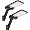 Moman Lampada Solare da Esterno, 56 LED Luce Solare LED Esterno con Sensore di Movimento 6500K 3 Modalità Impermeabile IP65 2 Pcs Faretti Solari con Telecomando (Nero), Faretto-LED-Esterno-Solar-Luce