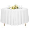 Teruntrue 1 Pezzi Tovaglia Rotonda Bianca Diametro 228 cm, Copritavolo Rotondo per tavoli Ø90-180 cm, Tovaglia Rotonda Lavabile in Poliestere per Buffet di Feste di Nozze, Ristorante da Campeggio
