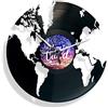 DISCOCLOCK - Orologio in vinile SILENZIOSO e PERSONALIZZABILE - WORLD - IDEA REGALO A TEMA MONDO PER CHI AMA VIAGGIARE (etichetta personalizzata)