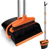 DESPOINA Set Scopa e Paletta, Paletta con Manico Lungo e Scopa Elettrostatica Salvaspazio per Spolverare, Paletta Scopa per Pulizia Interni, Cucina, Giardino (Arancione)
