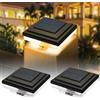 YOHAYO Luce solare per palo di recinzione Lampada solare a colonna Lampade solari per recinto all'aperto Impermeabile IP65 Bianco caldo per palo di recinzione Patio 2 pezzi (Nero)