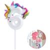 EAKE Candela di compleanno a forma di unicorno, 6 decorazioni per torte con unicorno per 6° compleanno, decorazione per feste di compleanno, unicorno addormentato, tre con colori arcobaleno vivaci