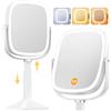 Gospire Specchio da trucco rettangolare illuminato 10X, 3 colori, regolabile in altezza e batteria 4000 mAh, per camera da letto e bagno