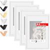 HIMEETIME® 4x Cornice A4 21x30 cm in vero legno bianco, per foto da 15x20 cm con tappetino o da 21x29,7 cm senza tappetino.