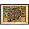 ConKrea Quadro su Tela Canvas INTELAIATO - con Cornice - Mappa Antica - Milano Medioevo Medioevale - Mediolanum - 70x100cm - Stile Moderno Nero- (cod.307)