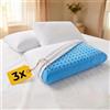 cuscini fiber - 3 Cuscini Memory Foam Forato Traspirante e Fresco Alto 13cm, Cuscini Letto Matrimoniale Ortopedici con Fodera Misto Cotone, Guanciale Letto Antiacaro Anallergico Made in Italy