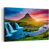 ARTTOR Quadro su Tela 100x70cm Stampe da Parete Tramonto Cascata Islanda vulcano Grandi Decorazione Murale Camera da Letto 1 pezzo Quadri Moderni Soggiorno Grafica Immagini Wall Art Canvas AA100x70-2963