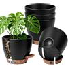Anhow Vaso per Piante da Interno Set di 5, Vaso Autoirrigante Ø 15,2 x H 13,8 cm Vasi Plastica 100% Plastica Riciclata per Casa e Ufficio Vasi Fiori per Orchidee, Rosmarino, Menta, Basilico, Nero